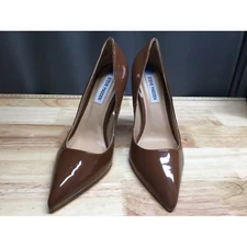 Steve Madden Pump Women's 7.5 Brown Patent Leather Classic Slip On Pointed Toe