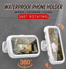 [White] Shower Time Phone Holder Hanging Waterproof 360 Touch Screen Play Music