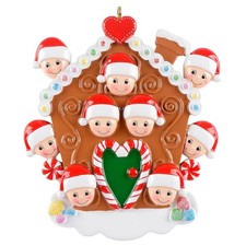 Gingerbread House Personalized Christmas Ornament - Gingerbread Family of 9 O...