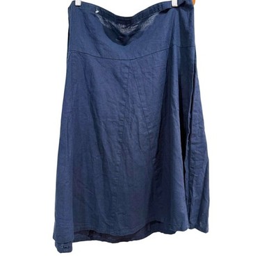 Navy Linen Blend Midi Skirt NWT Womens Plus 2X 18/20 White Stag Relaxed Fit
