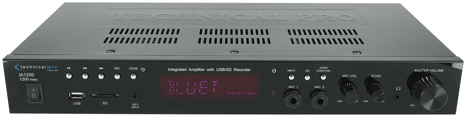 Technical Pro IA1200 Pro Integrated Amplifier w/ 2) Mic inputs+USB/SD/AUX/RCA - Image 2 of 4