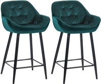 2Er Set Barhocker Gibson 76 Samt DunkelgrüN