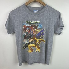 VIntage Digimon Y2K Digital Monsters Anime Gray Shirt Youth Sz Small