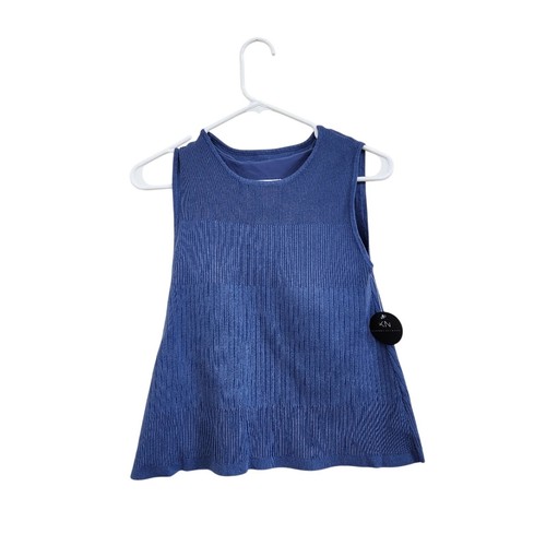 Klassy Network Sweater Tank Textured Knit Brami Built in Bra Top Blue Medium NWT