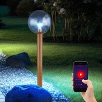 Gartenlampe AußEnstehlampe Wegeleuchte Smart Led Dimmbar Holzoptik Rgb H 100 Cm
