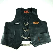Black Hot Leathers Motorcycle Vest Snap Front W/ Extenders And Patches Size: 3XL