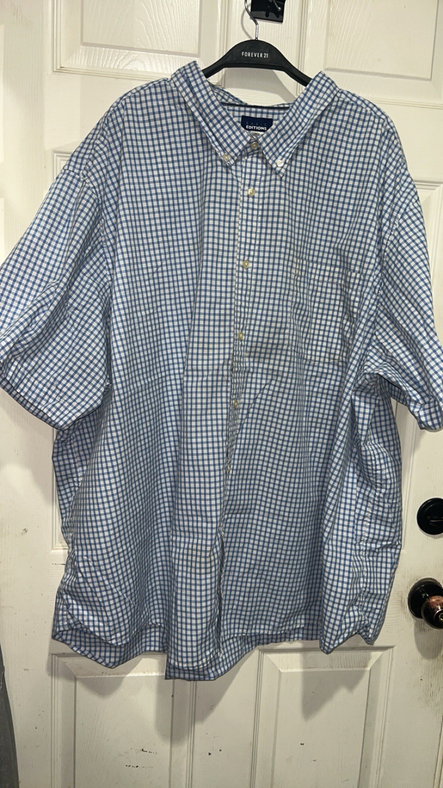 Basic editions white and blue checkered button up… - image 2