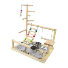 Parrots Playground Perch Parakeet Feeding Cups Exercise Wood Perch Birds Toys