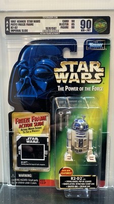 1997 Star Wars POTF2 Freeze Frame R2-D2 AFA 90 Graded MOC NEU Imperial Slide