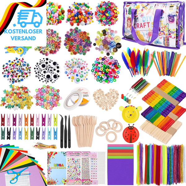 Tavada 3000+PCS Bastelset Kinder,Diy Basteln Bastelkoffer Bastelmaterial Bastelz-image