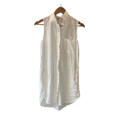 THREAD & SUPPLY Women's White Sleeveless Collared Button Down Shirt Dress XS