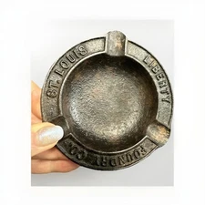 Vintage ST. LOUIS FOUNDRY CO. LIBERTY CAST IRON 4” Diameter Ashtray Advertising