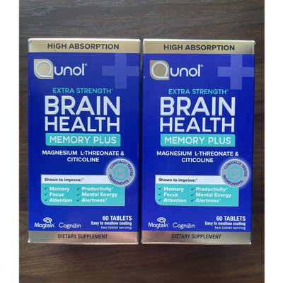 Qunol Extra Strength Brain Health Memory Plus 60 Tablets Exp 2027 (2) free ship
