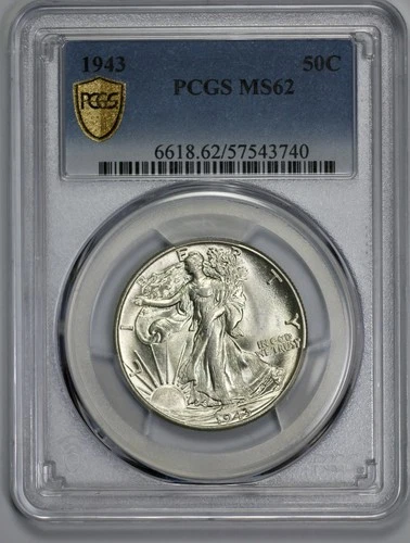 1943 Walking Liberty 50c Silver Half Dollar PCGS MS 62