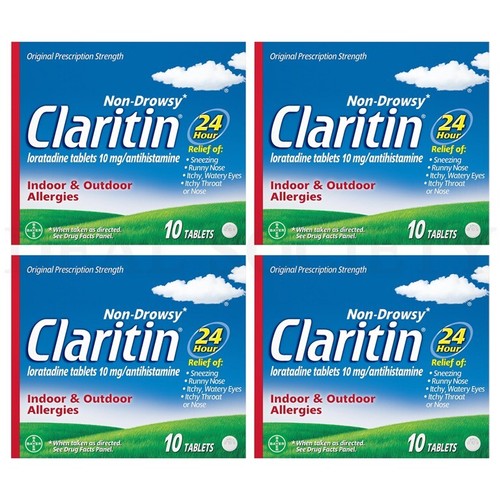 Claritin 24 HR Non Drowsy Allergy Medicine 10 Tablets Each Lot of 4