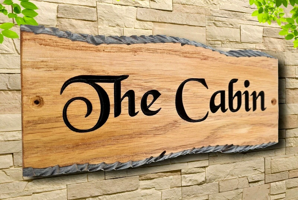 Personalised Carved Oak Wooden House Sign  Home Number Name Plaque Outdoor Plate - Image 4 of 4