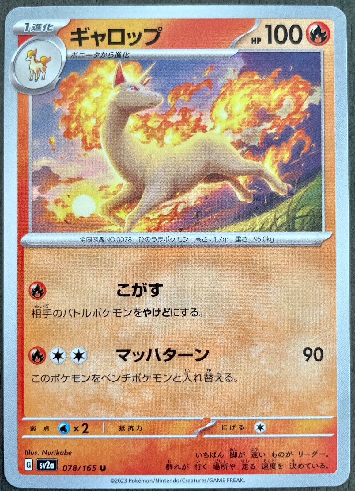 Rapidash 078/165 Japanese Pokemon Card 151 SV2a - NM - US Seller