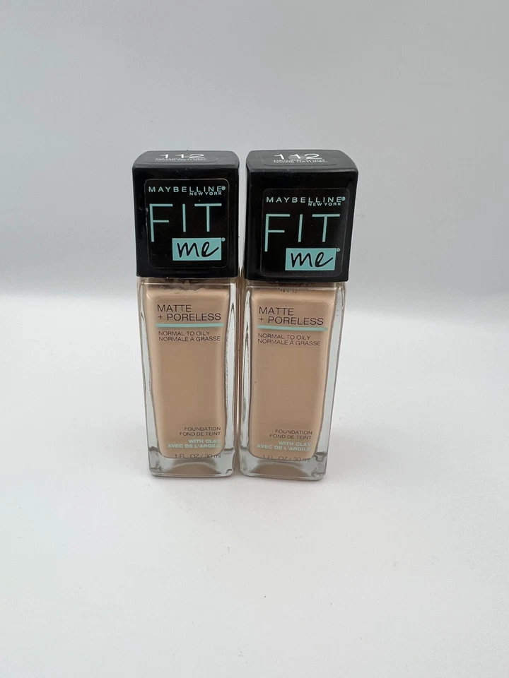 2PACK Maybelline Fit Me Foundation Matte + Poreless Shade 112 Natural Ivory 1oz - Image 2 of 4