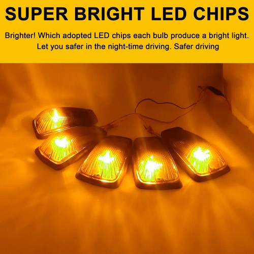 5pcs Smoke Cab Roof Marker Light + Amber LED For 88-02 Chevy GMC C/K 1500-3500 - Picture 6 of 12