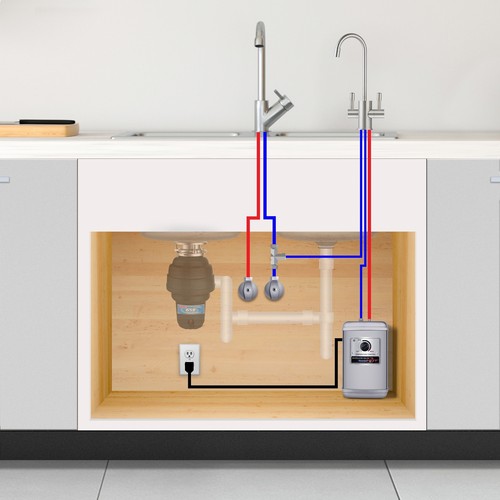 Ready Hot 1300W Instant Hot Water Tank, Compact, Brushed Nickel 1 Handle Faucet - Picture 6 of 7