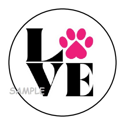 30 LOVE ENVELOPE SEALS LABELS STICKERS 1.5'' ROUND PETS PUPPY DOG PAW GIFTS