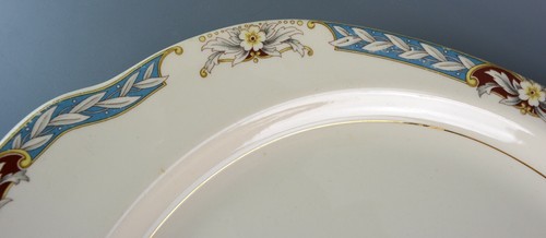 Universal Cambridge Camwood Ivory Blue Red Serving Platter 22K Gold magnolia - Picture 4 of 9