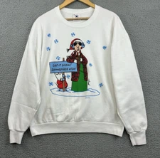 VTG 90s Maxine Hallmark Sweatshirt Let It Snow! Someplace Else! Adult XL White