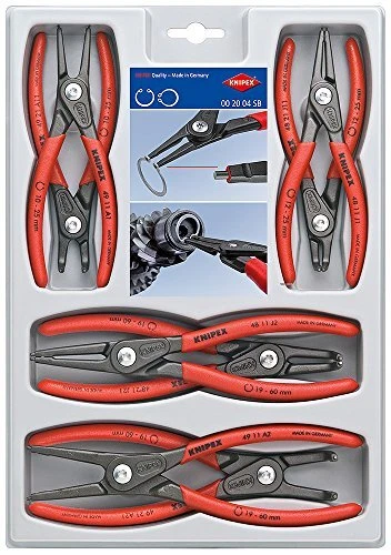 KNIPEX Tools 00 20 04 SB Precision Circlip Snap Ring Pliers 8 Piece Set
