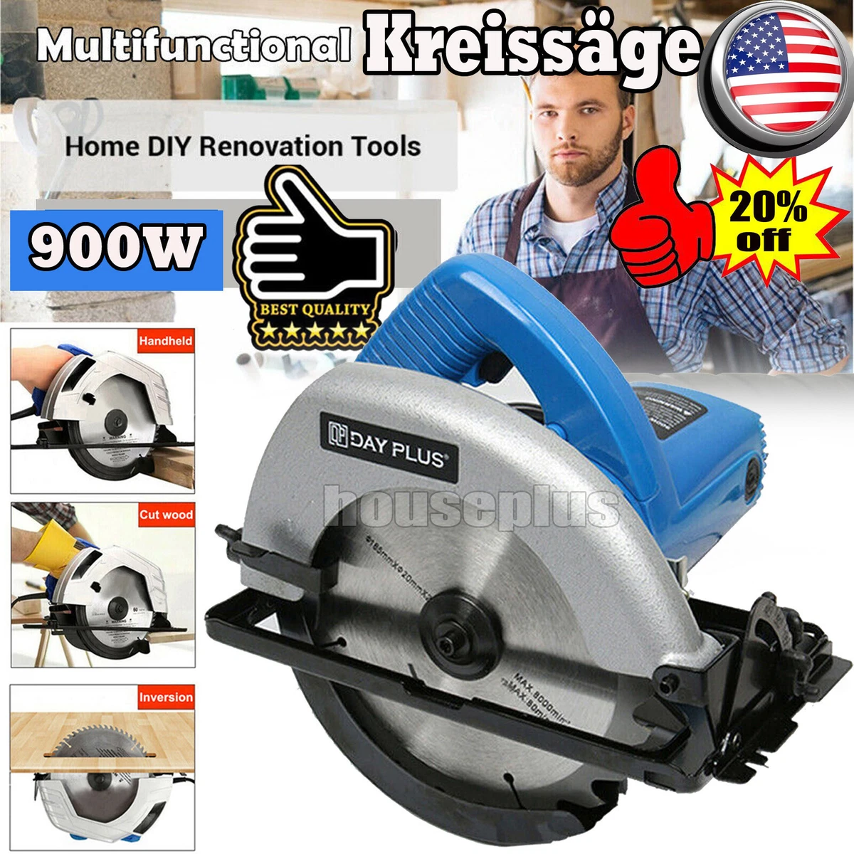 Electric Circular Saw 900W 230V Multi-Purpose Compact Handheld