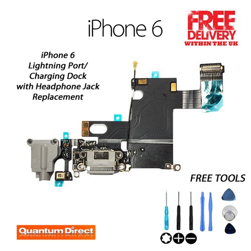 GREY iPhone 6 (4,7") Replacement Charging Dock Port Assembly + Headphone Jack