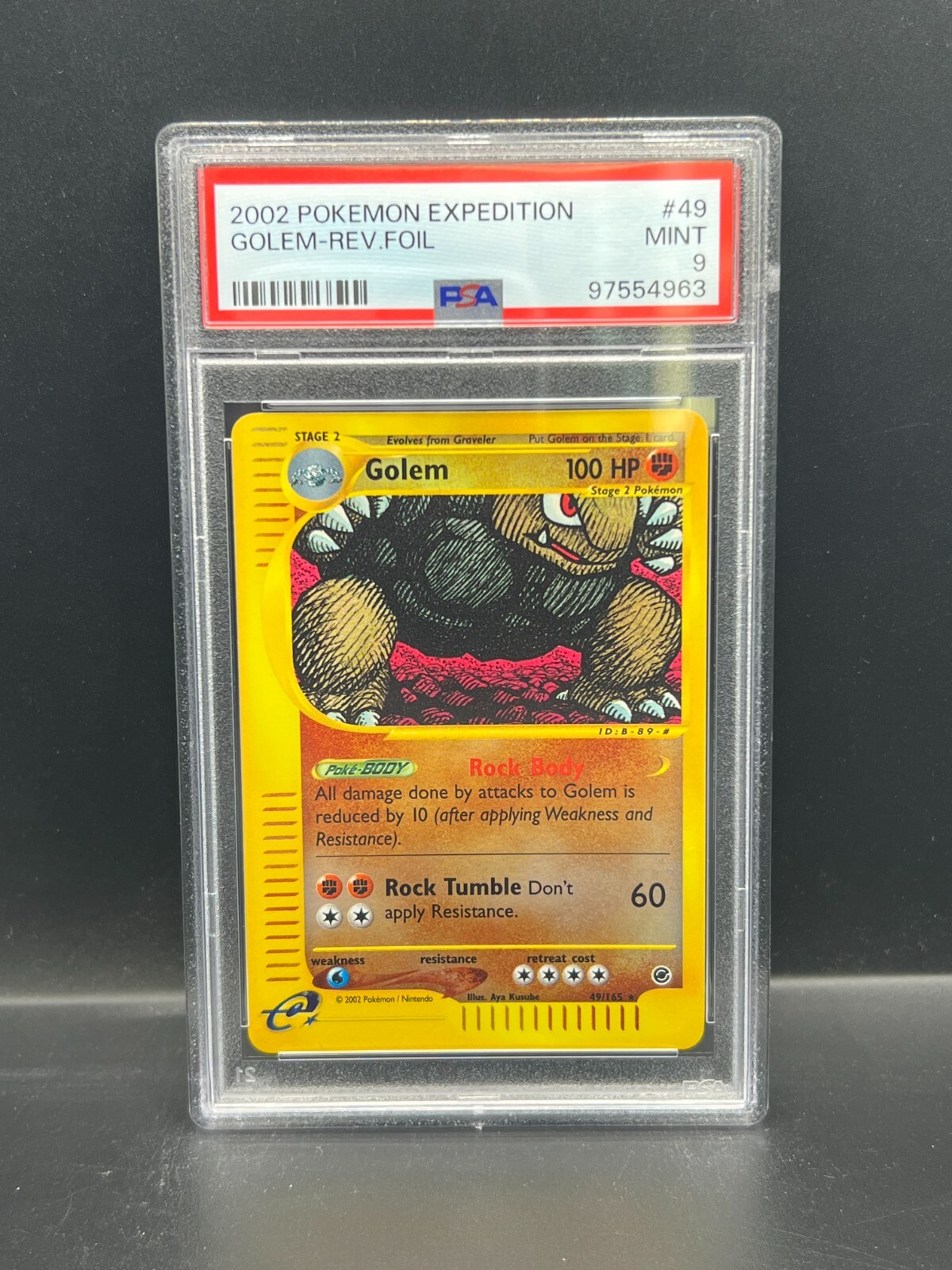 Pokemon PSA 9 MINT Golem 49/165 Expedition Reverse Holo 2002 E-Reader S#4963