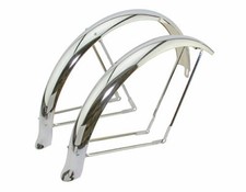 Bike 26 Flared Adjustable Balloon Fender Set Chrome.