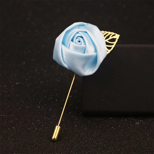Mens Rose Brooch Flower Brooch Boutonniere Suit Lapel Wedding Pin Tassel Chain - Picture 20 of 95