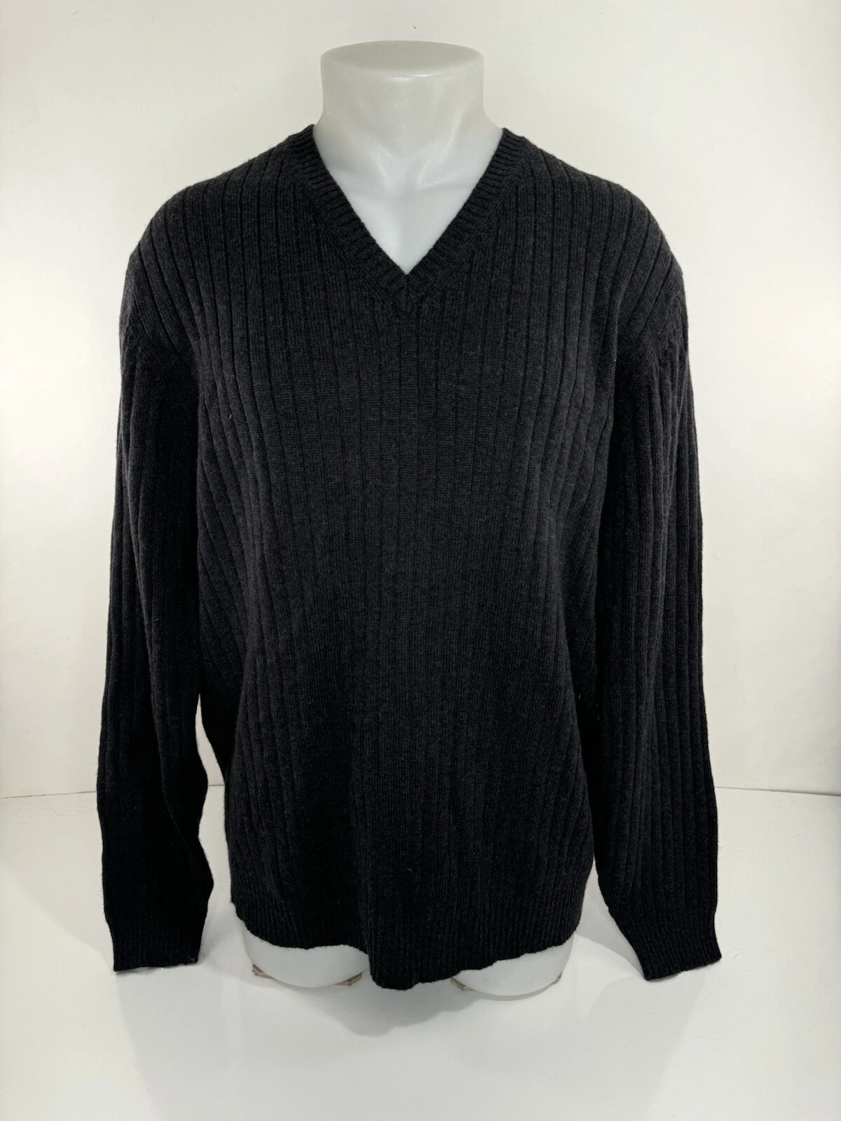 BROOKS BROTHERS - HONG KONG - Ribbed LAMBS WOOL XL Vneck Sweater