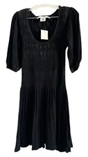 MAX STUDIO (NWT) Women’s Black Ribbed Knit Sweater 3/4 Sleeve Midi Dress-SMALL