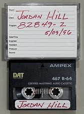 Jordan Hill DAT Production Master Digital Audio Tape Cassette Ultra Rare
