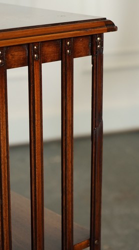 BEVAN FUNNEL REVOLVING BOOKCASE END TABLE RAISED ON BRASS CASTORS - Picture 12 of 17