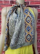 Echo Silk scarf Hand Rolled Hem Animal Print Floral 11" 52" VTG EUC CB2