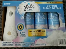 Glade Automatic Spray Unit & 3 Refills  - Cotton Cloud - Read Descr.