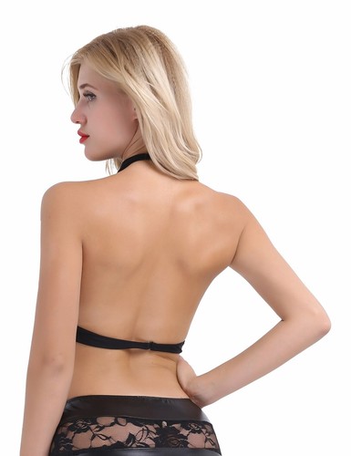 Women's Sheer Mesh Crop Top See Through Halter Shirt Backless Tank Tops Vest - Picture 6 of 47