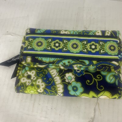 Vintage Vera Bradley Blue And Green Floral Tri-Fold Retired Wallet
