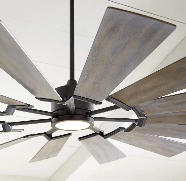 VISUAL COMFORT 72" CEILING FAN SILVER WASHED OAK REVERSIBLE BLADE LED LIGHT KIT - Image 2 of 4