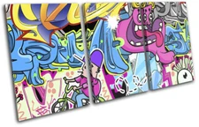 Urban Street Art Colour Abstract Graffiti TREBLE CANVAS WALL ART Picture Print