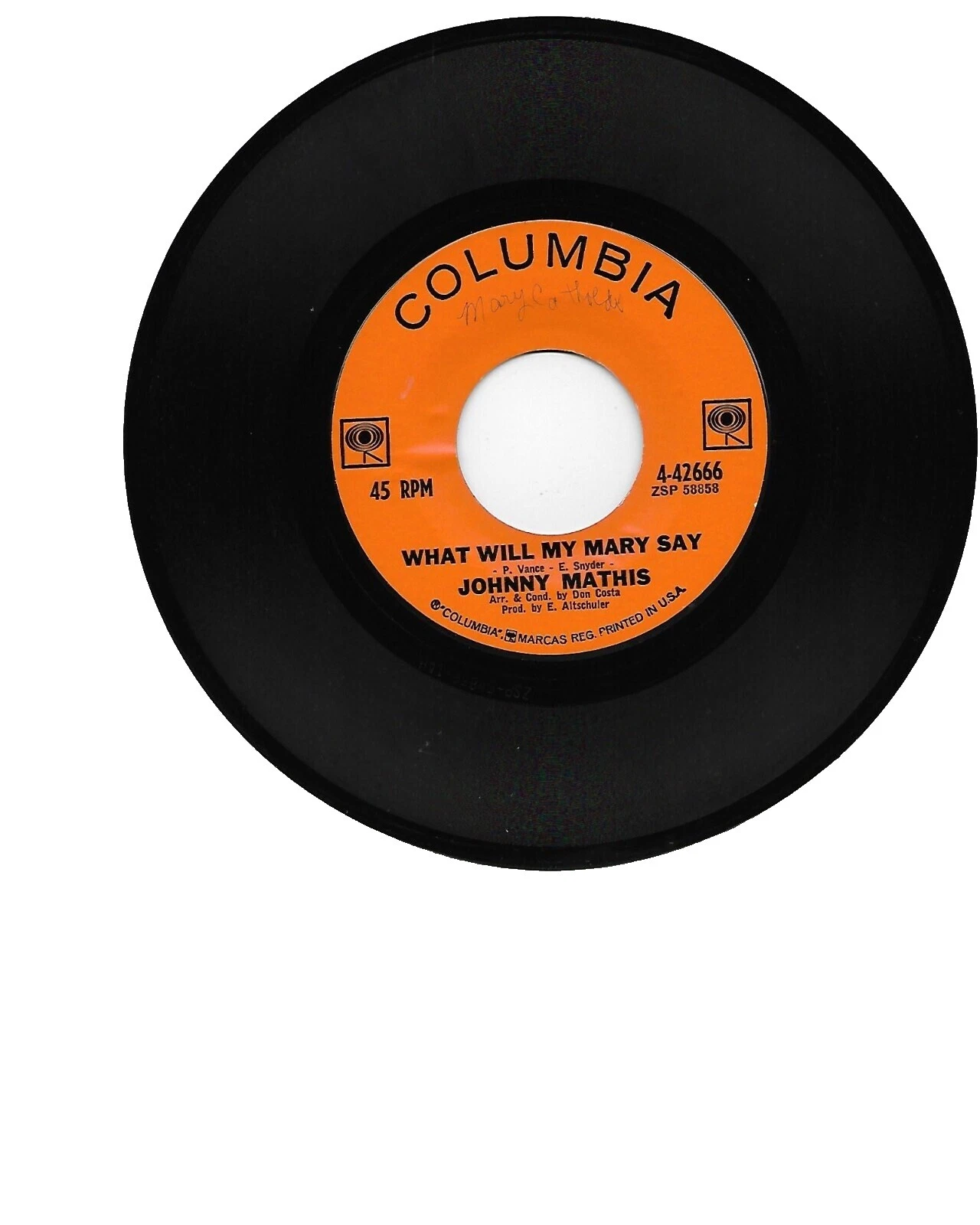 Johnny Mathis Rock discos de vinilo de velocidad de 45 RPM