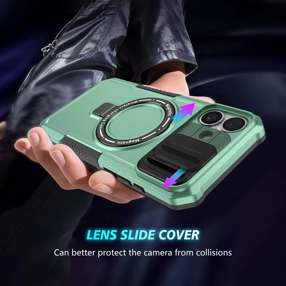 Shockproof Magnetic MagSafe Kickstand Case For iPhone 16 15 Pro Max 14 13 12 11 - Image 2 of 4