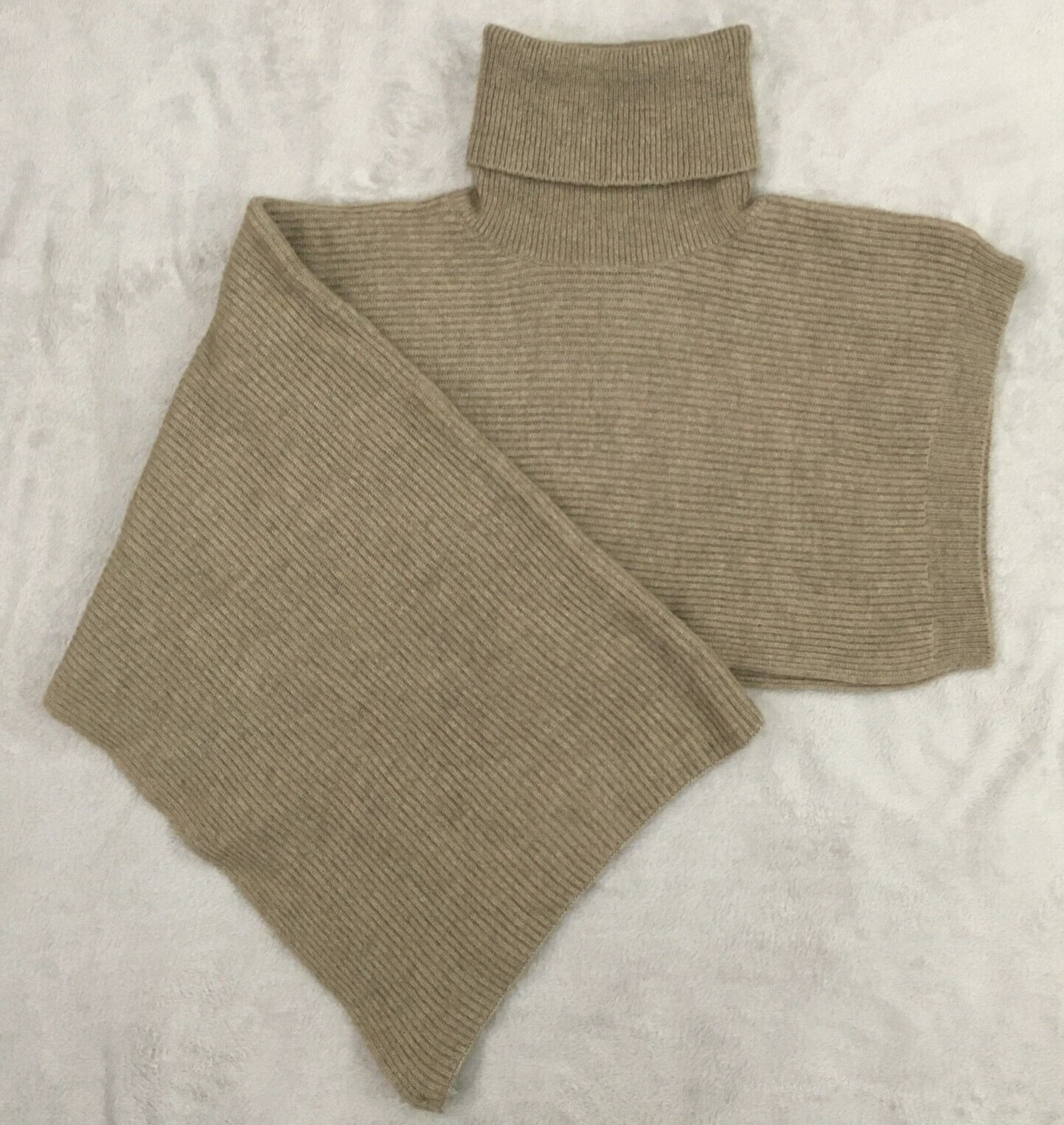 Fabiana Filippi womens Beige Knitted Wool Poncho Turtleneck Sweater One Size
