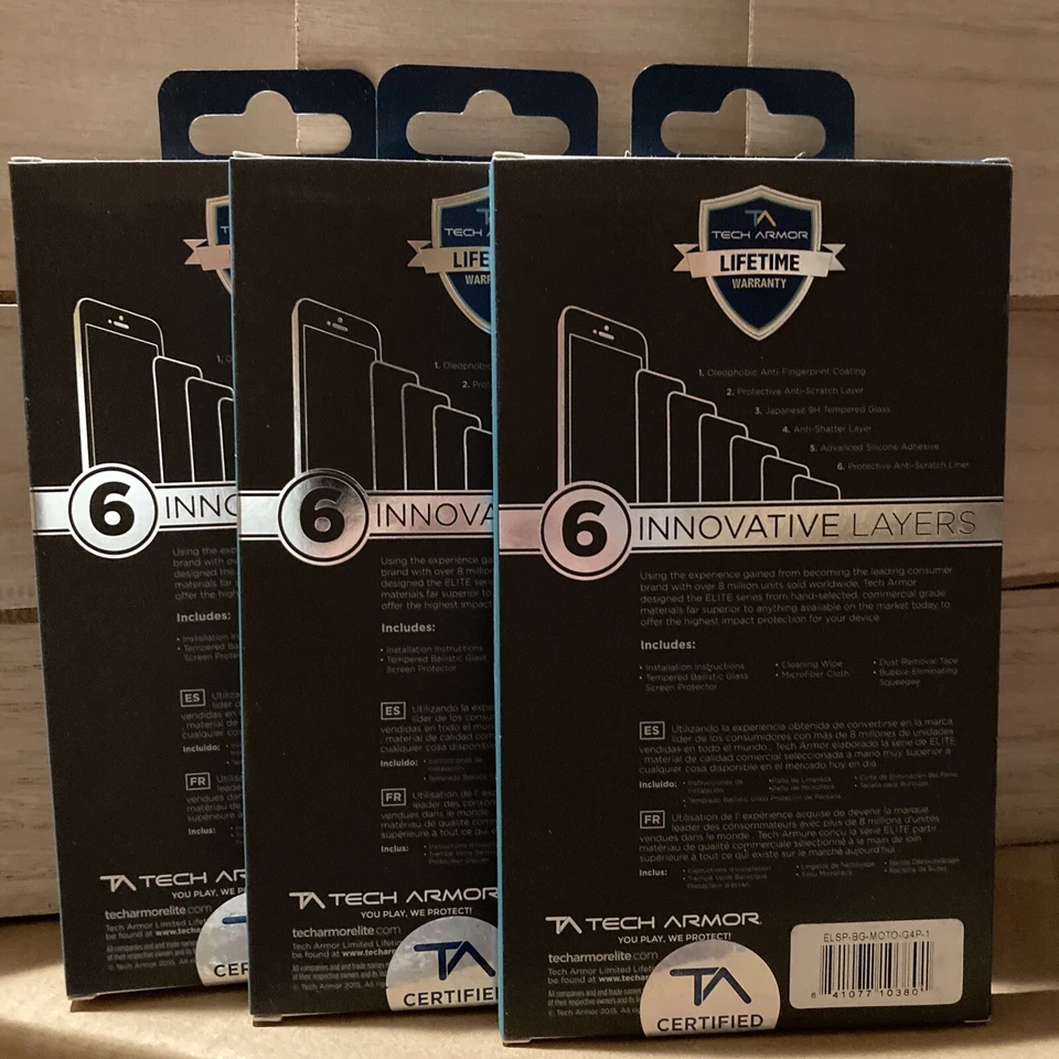 3 Piece Motorola MOTO G4 Plus HD Ballistic Glass Screen Protector New - Image 2 of 2