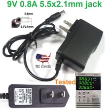 Tested 9V 0.8A AC/DC 110-240V Converter Adapter Wall Charger Power Supply Mains