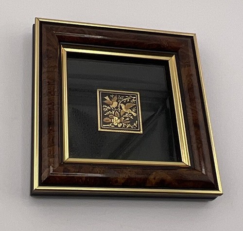 Quadro TOLEDO ORO 24K INCORNICIATO DAMASCENO 1,5” uccellini su ramo fiore decorazione casa - Foto 6 di 12