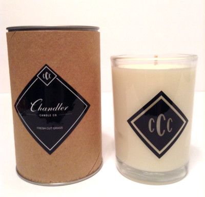 Chandler Candle Co Fresh Cut Grass 6.75 oz Glass Jar Hand Poured Soy Wax Candle